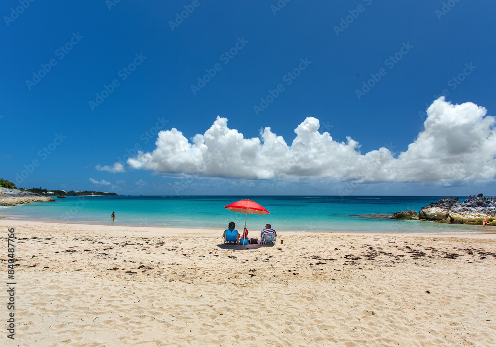 Beachgoers enjoying a sunny day at John Smith's Bay, Smith's, Bermuda, North Atlantic Beachgoers enjoying a sunny day at John Smith's Bay, Smith's, Bermuda, North Atlantic