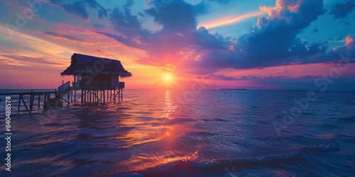 Modern Beach Hut on Stilts: Sunset Serenade

 photo