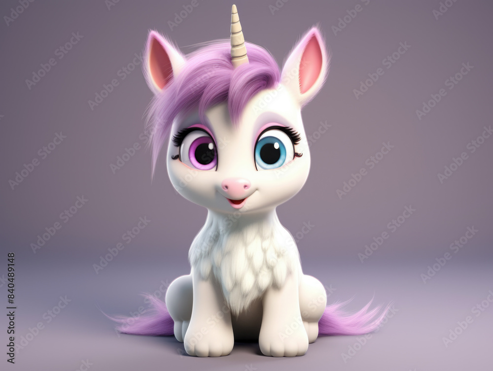 A cute cartoon unicorn figurine stands on a gift box on a pink background. Gifts for the girl on a holiday: birthday, Christmas, International Women's Day, Valentine's Day A cute cartoon unicorn figurine stands on a gift box on a pink background. Gifts for the girl on a holiday: birthday, Christmas, International Women's Day, Valentine's Day