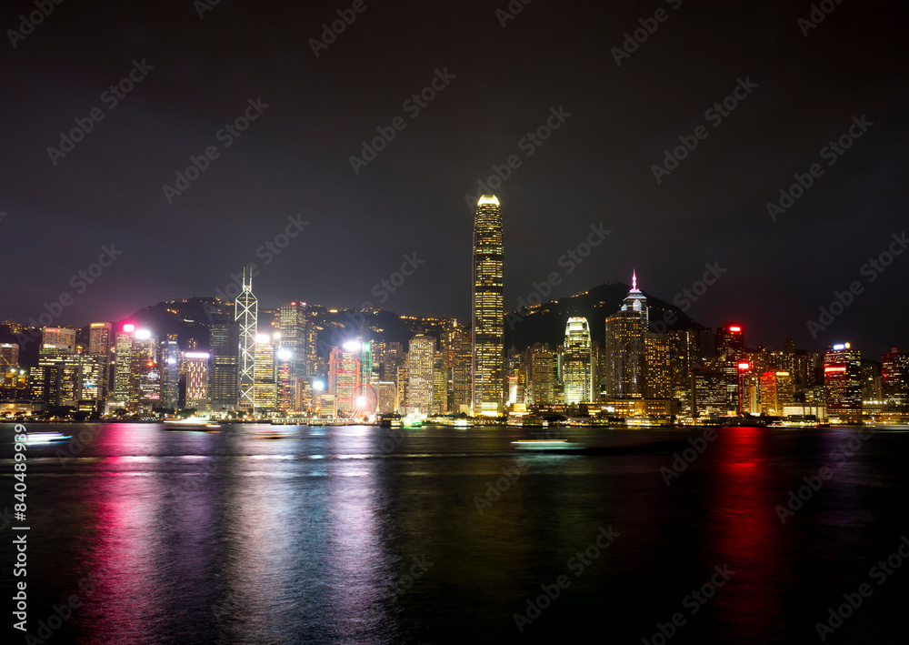 Hong Kong Island waterfront at night, Hong Kong Hong Kong Island waterfront at night, Hong Kong