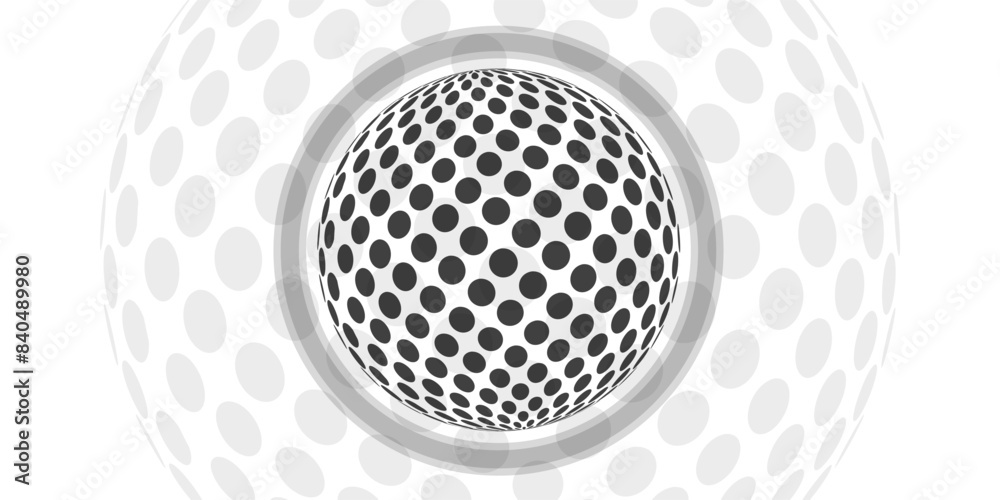 Abstract Black and White Swirly Spotted Globe Design, Creative Digital Vector Layout Isolated on White Background