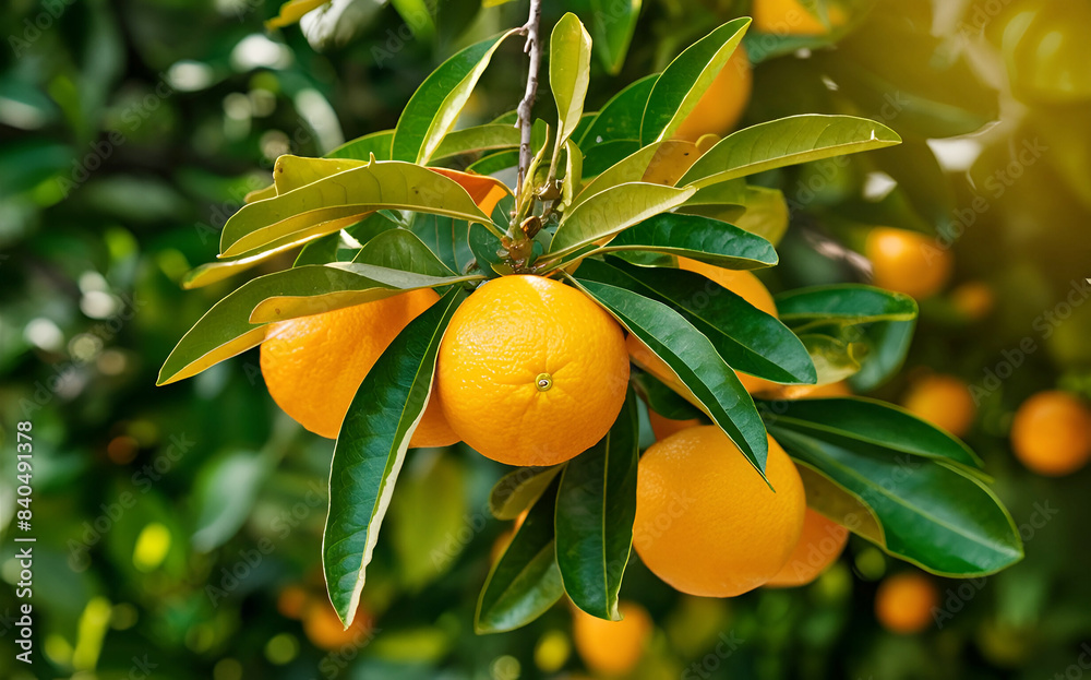 Orange trees with ripe fruits and orange garden views. Ai generative Orange trees with ripe fruits and orange garden views. Ai generative