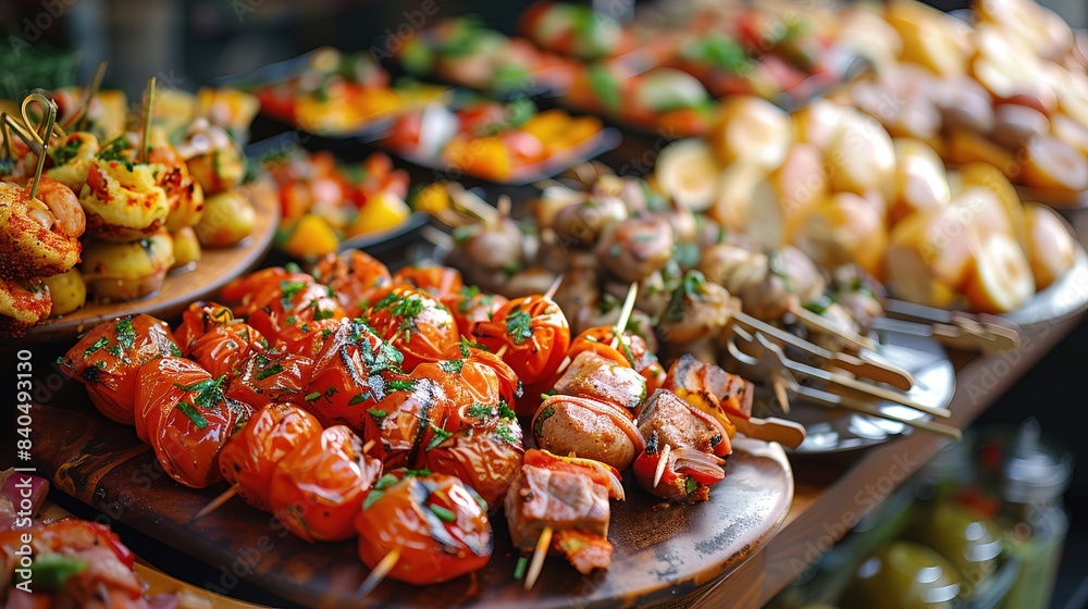 Pinchos and tapas typical of the Basque Country, Spain. Selection of ...