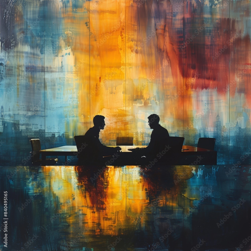 Professional Meeting in Contemporary Office Artwork Professional Meeting in Contemporary Office Artwork
