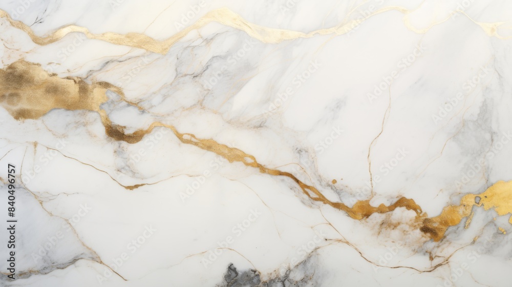 Fototapeta premium A white marble with gold streaks on it