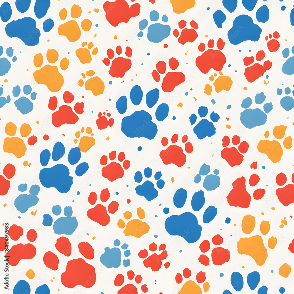Fototapeta premium paw print pattern, simple flat ,oil paint Pattern,ai generate 