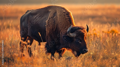 Majestic Buffalo Roaming Freely in High-Resolution Wilderness Portrait