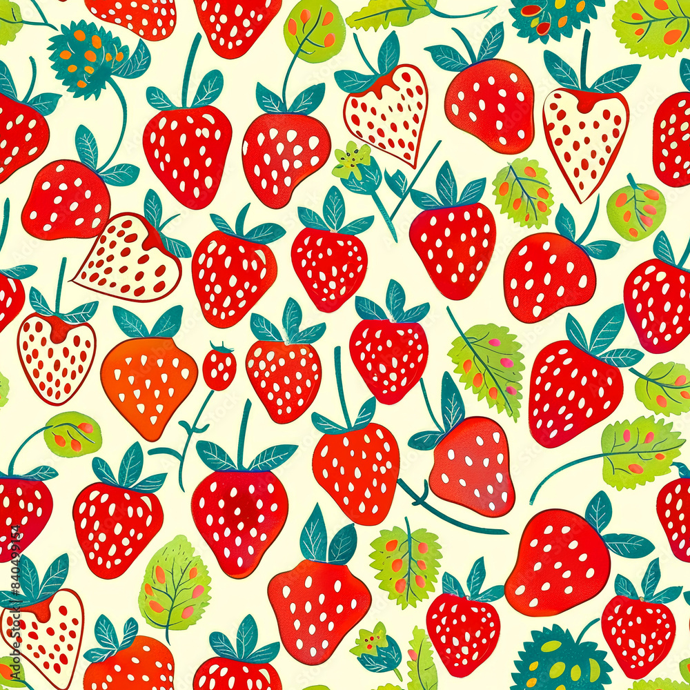strawberry multi colors, seamless, pattern, wallpaper, cute design for fabric, abstract, design food 