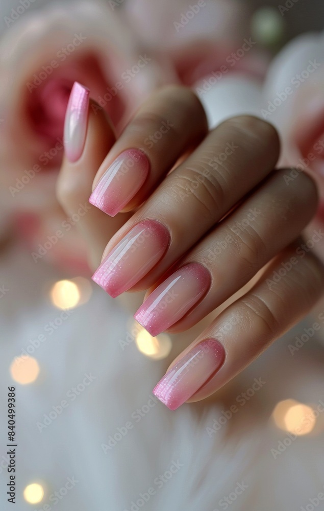 Close Up of a Hand With Pink Ombre Nail Polish Close Up of a Hand With Pink Ombre Nail Polish