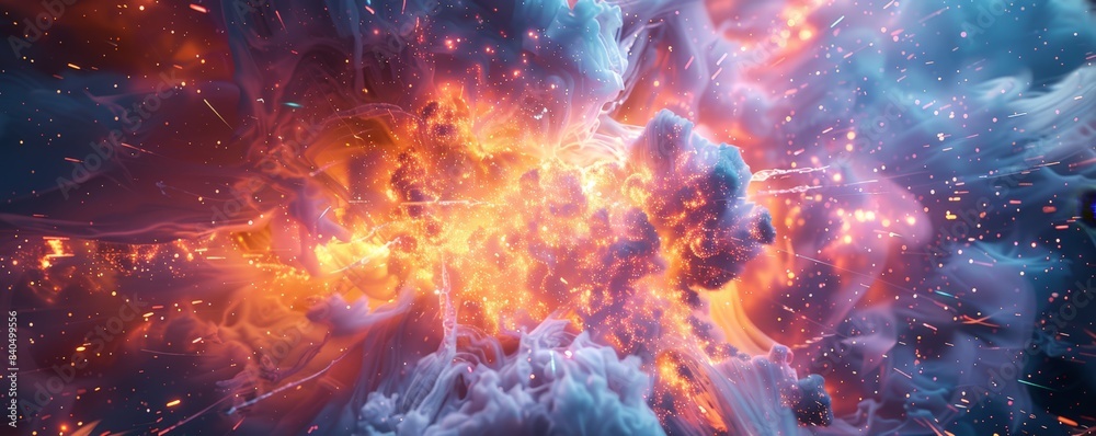 Explosive Firework Display with a Night Sky Background Explosive Firework Display with a Night Sky Background
