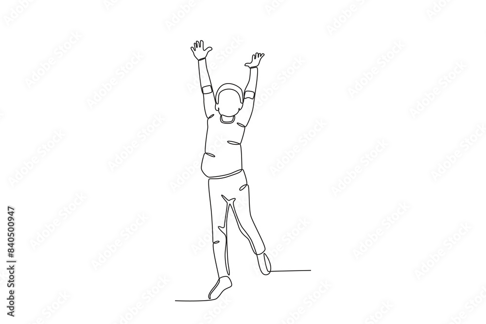 Continuous one line drawing of Happy boy, child day concept. Modern continuous line draw design graphic vector illustration
Continuous one line drawing of Happy boy, child day concept. Modern continuous line draw design graphic vector illustration