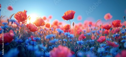 Vibrant Flower Field at Sunrise - Stunning Nature Photography