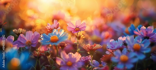 Vivid Spring Meadow Wildflowers Field