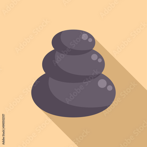 Flat design vector illustration of stacked zen stones casting a soft shadow