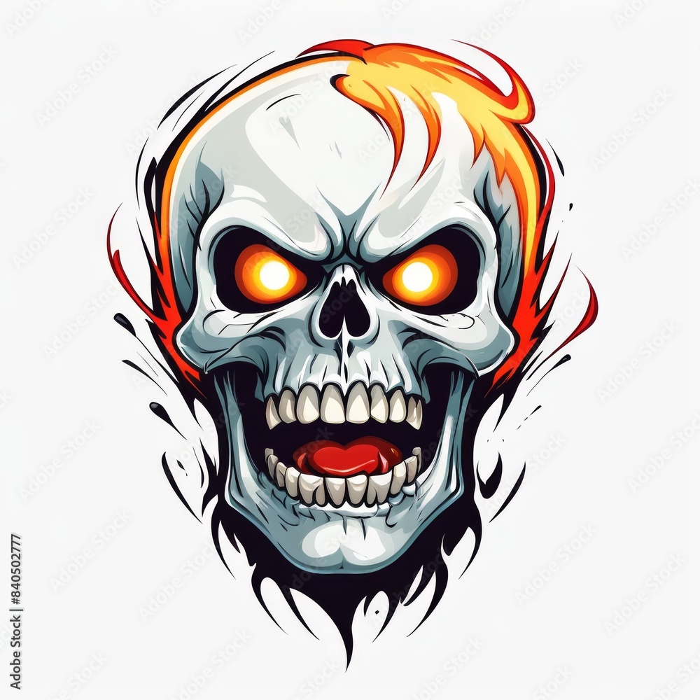 Fiery-Eyed Skull Illustration Fiery-Eyed Skull Illustration