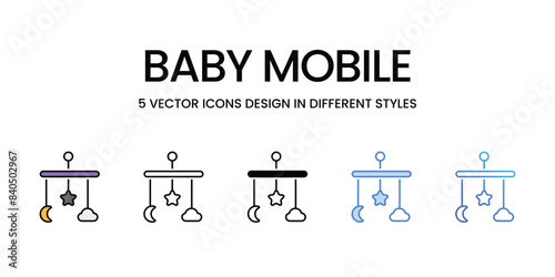 Baby Mobile icons vector set stock illustration.