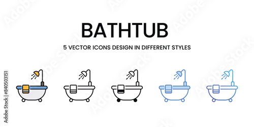 Bathtub icons vector set stock illustration.