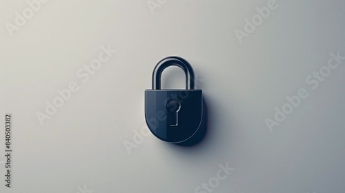 A simple padlock icon in the lowerleft third against a plain white background photo