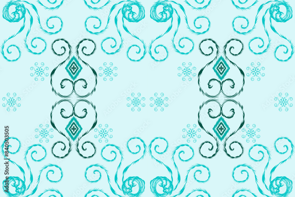 Ethnic abstract ikat art. Seamless pattern in tribal, folk embroidery, Ikat style floral colorful seamless pattern. Can be printed and used as wrapping paper, wallpaper, textile, fabric. Ethnic abstract ikat art. Seamless pattern in tribal, folk embroidery, Ikat style floral colorful seamless pattern. Can be printed and used as wrapping paper, wallpaper, textile, fabric.