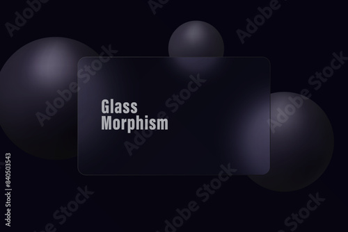 Glass morphism style. Rectangular glass banner or bank card