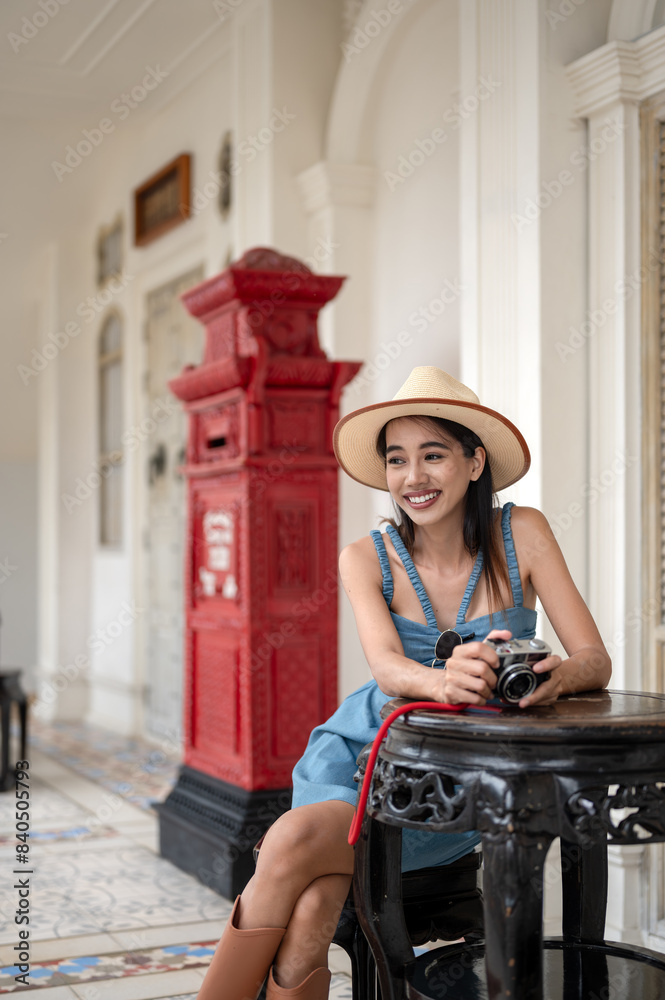 Tourist traveler in city of old town Phuket where most top 1 of tourist place in Thailand, tourist visit place of Thailand Tourist traveler in city of old town Phuket where most top 1 of tourist place in Thailand, tourist visit place of Thailand