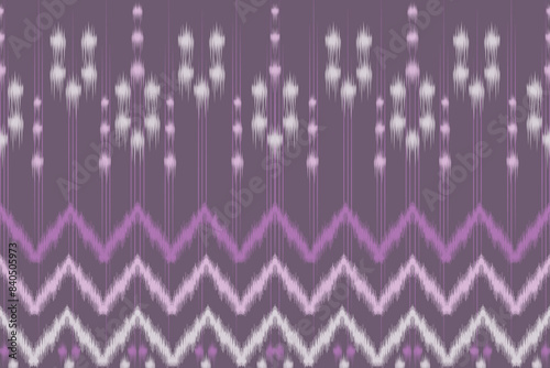 Ethnic abstract ikat art. Seamless pattern in tribal, folk embroidery, Ikat style floral colorful seamless pattern. Can be printed and used as wrapping paper, wallpaper, textile, fabric. 