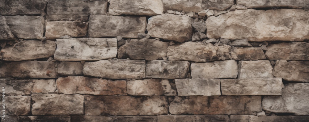 A brick wall with a rough texture and a faded brown color A brick wall with a rough texture and a faded brown color