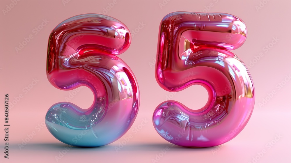 pink balloons with number 55 on pink background pink balloons with number 55 on pink background