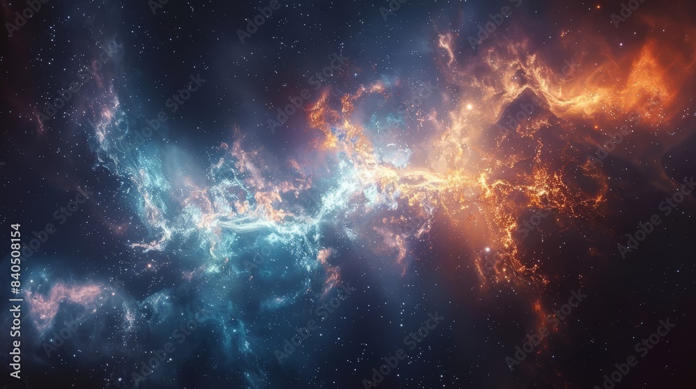 Fototapeta premium Stunning Cosmic Nebula Wallpaper: Interstellar Space Artwork for Desktop Backgrounds, Computer Screens, and Home Decor.