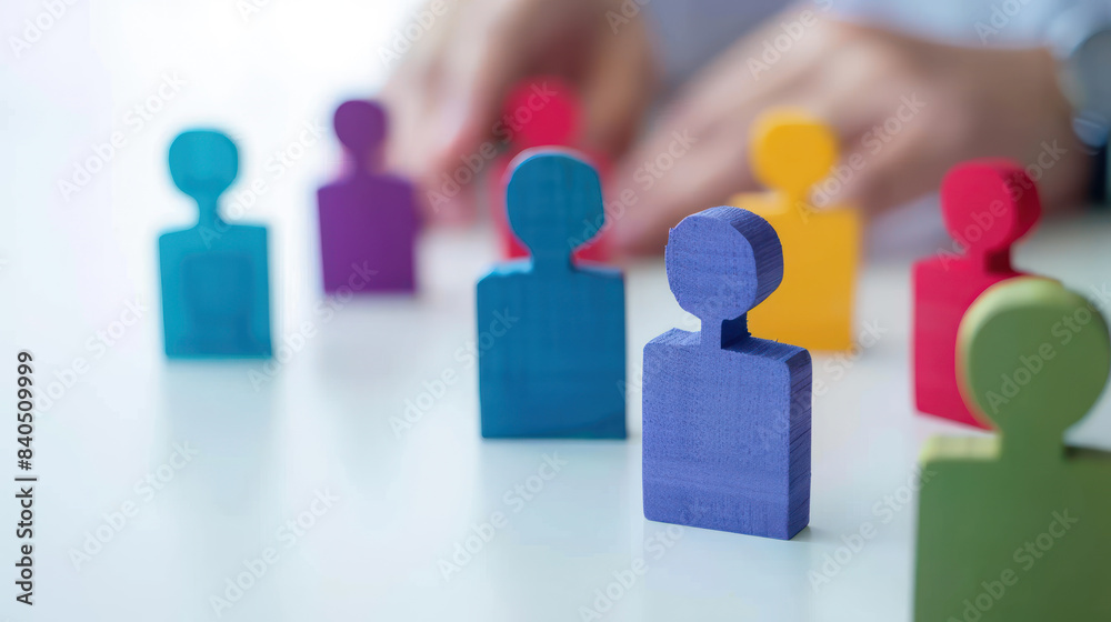 Obraz premium Conceptual human resources management. Concept. People in company, recruitment, development, teamwork and cooperation, and leadership and success.