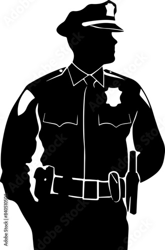 Silhouette of a Police Officer in Uniform