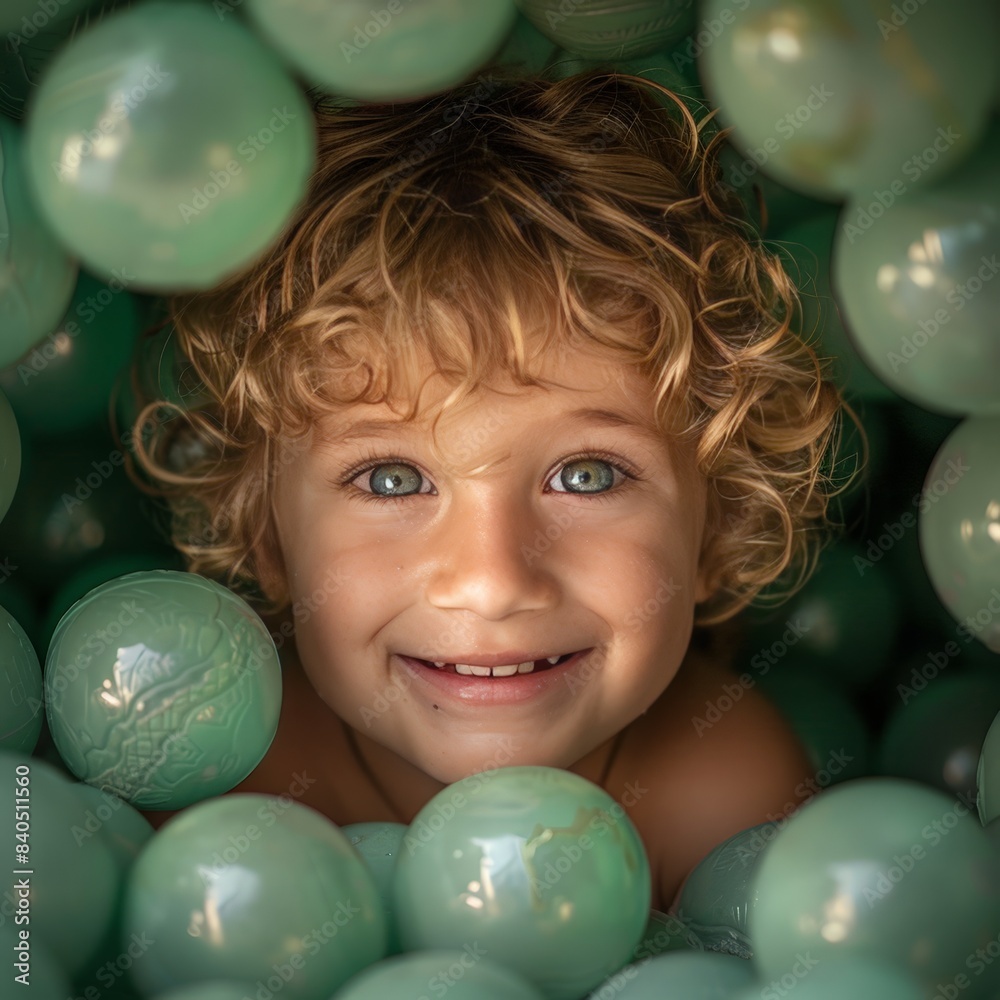 Fototapeta premium Child Delight in Bubble Bath Surround