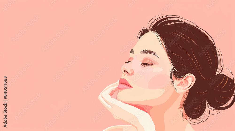 skin care concept woman on isolated pale pink background skin care concept woman on isolated pale pink background