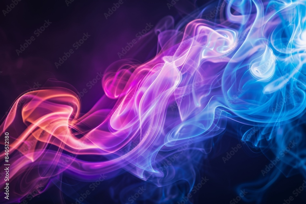 Colorful smoke swirls on black background, abstract background with copy space. Abstract color of rainbow colors. Vape or electronic cigarette Colorful smoke swirls on black background, abstract background with copy space. Abstract color of rainbow colors. Vape or electronic cigarette