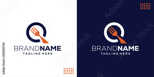 Creative Letter Q Logo Using a Fork for Food Business, Hotel, Restaurant, Design Inspiration, Illustration, Vector