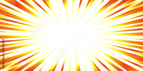 赤と黄色のグラデーションの集中線の素材