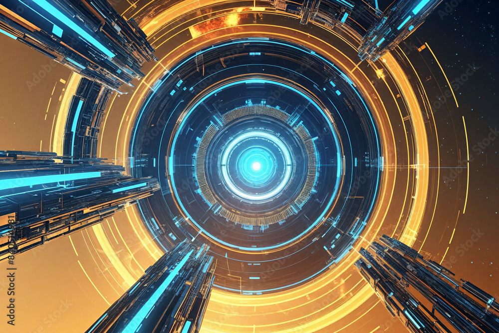 Obraz premium abstract technology background with tunnel