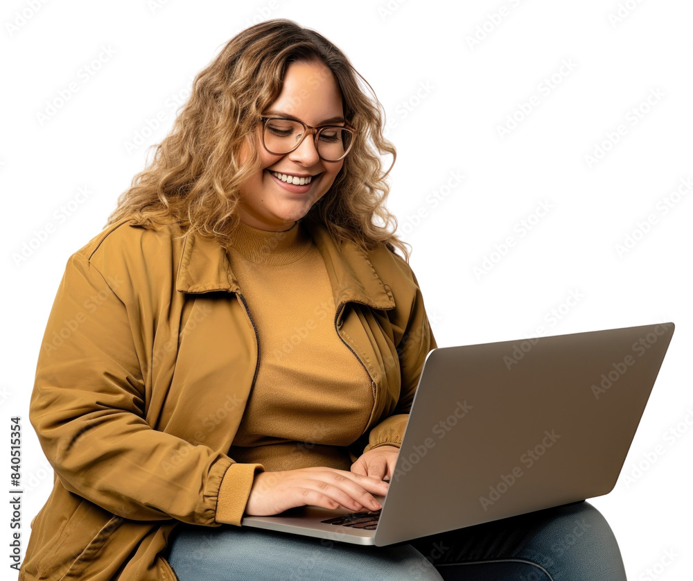 PNG Young smiling chubby caucasian laptop computer glasses. PNG Young smiling chubby caucasian laptop computer glasses.