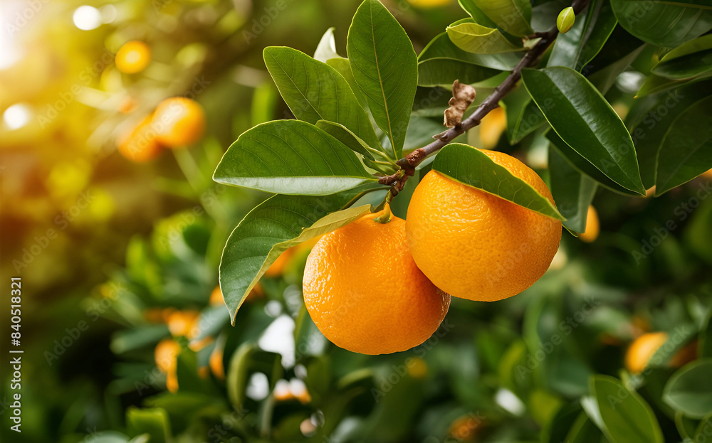 Orange trees with ripe fruits and orange garden views. Ai generative Orange trees with ripe fruits and orange garden views. Ai generative