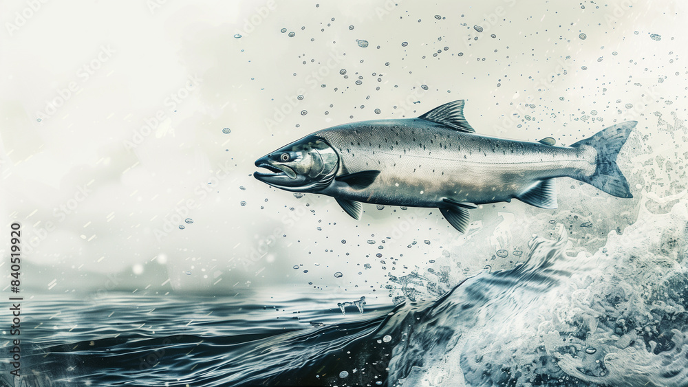 Fototapeta premium Salmon Jumping from the Water