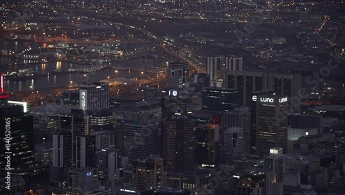 View of Cape Town city centre illuminated from Signal Hill at dusk, Cape Town, Western Cape, South Africa, Africa