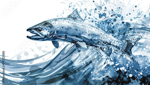 Detailed Illustration of a Silver Salmon