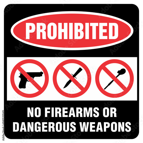 Sign - prohibited no firearms or weapons