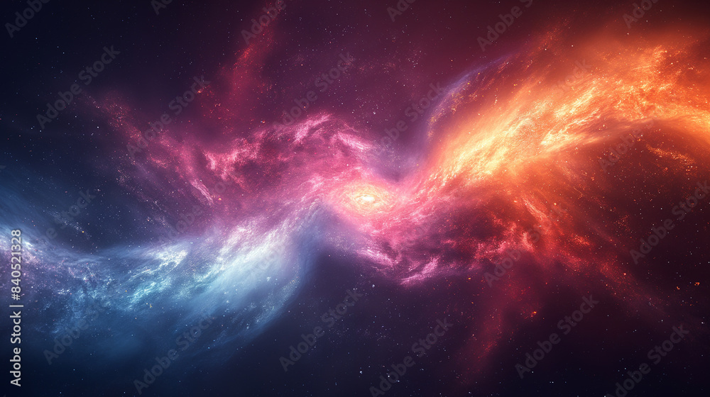 Obraz premium A colorful galaxy with a red and blue line in the middle