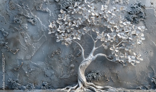 Fototapeta Naklejka Na Ścianę i Meble -  3d tree wallpaper. White background