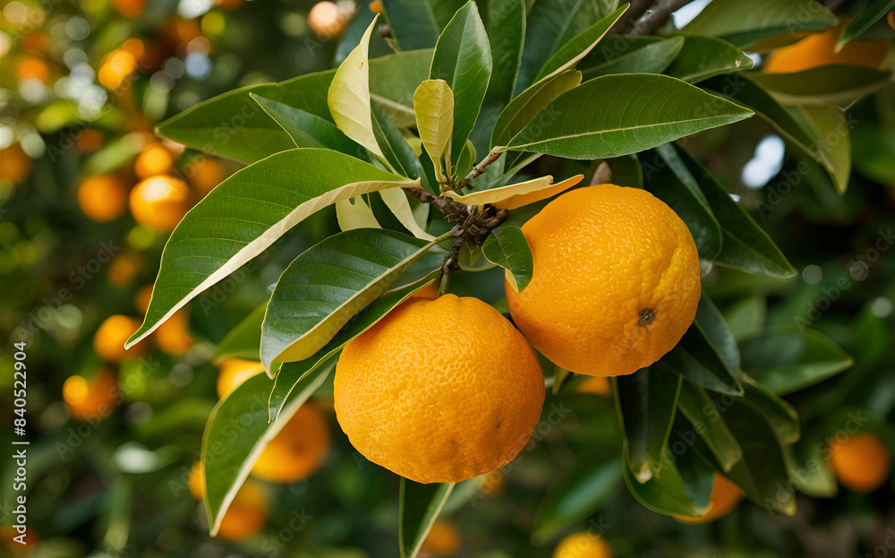 Orange trees with ripe fruits and orange garden views. Ai generative Orange trees with ripe fruits and orange garden views. Ai generative