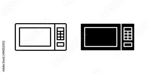 Microwave oven icon. Kitchen appliance symbol. Microwave stove vector illustration.