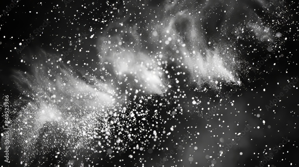 Black and white ink splash texture. Grunge texture. Dirty grainy stamp. Overlay illustration over any design to create grungy vintage effect. Drops of ink splashed. Modern background.