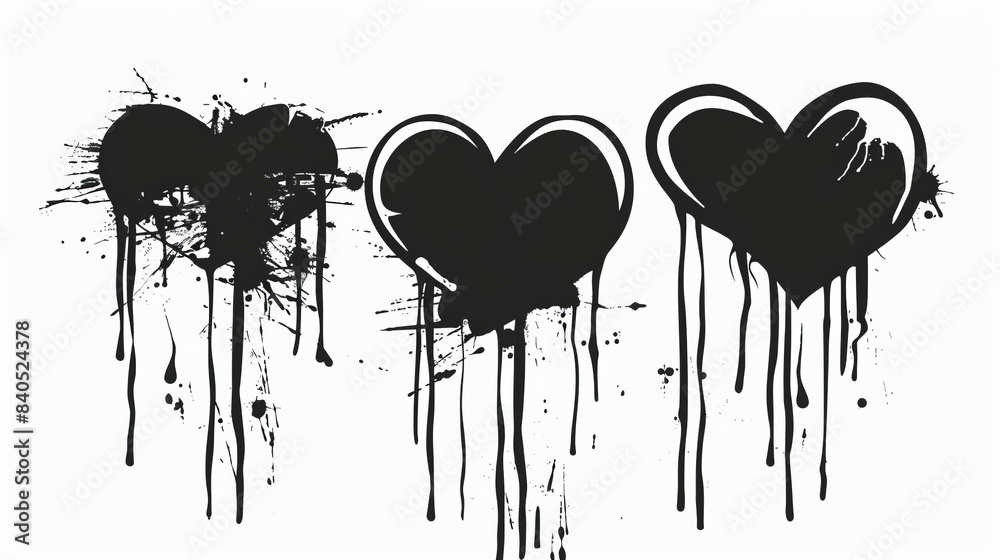 The highly detailed stencil template for street graffiti with flowed paint. Very nice collection. Black splashes isolated on white background. Great elaboration. Modern illustration. The highly detailed stencil template for street graffiti with flowed paint. Very nice collection. Black splashes isolated on white background. Great elaboration. Modern illustration.