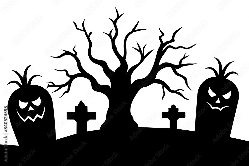 Scary Cemetery silhouette vector illustration Scary Cemetery silhouette vector illustration